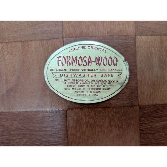 Formosa-Wood Checkered Wooden Oval Serving Tray 18"x12" Genuine Oriental Vintage - Picture 2 of 5